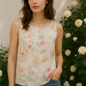 Tendenze Silk Floral Tank Blouse Made in Italy Cottagecore Romantic Top Summer